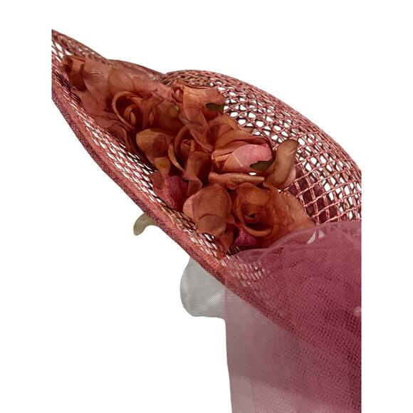 Union Made 70s 80s Southern Belle Dress w/Matching Hat Pink Ruffles & Lace - Picture 2 of 13